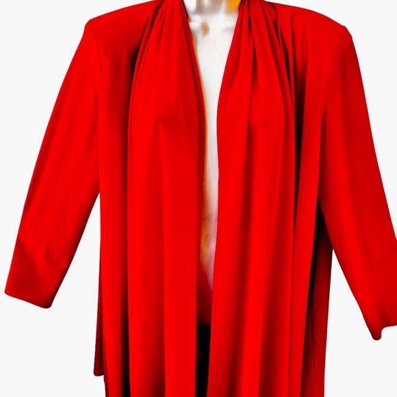 Vintage 1980's GOTTEX Red Open Front Full Swing Jacket Kimono Topper Womens S P - Picture 8 of 14